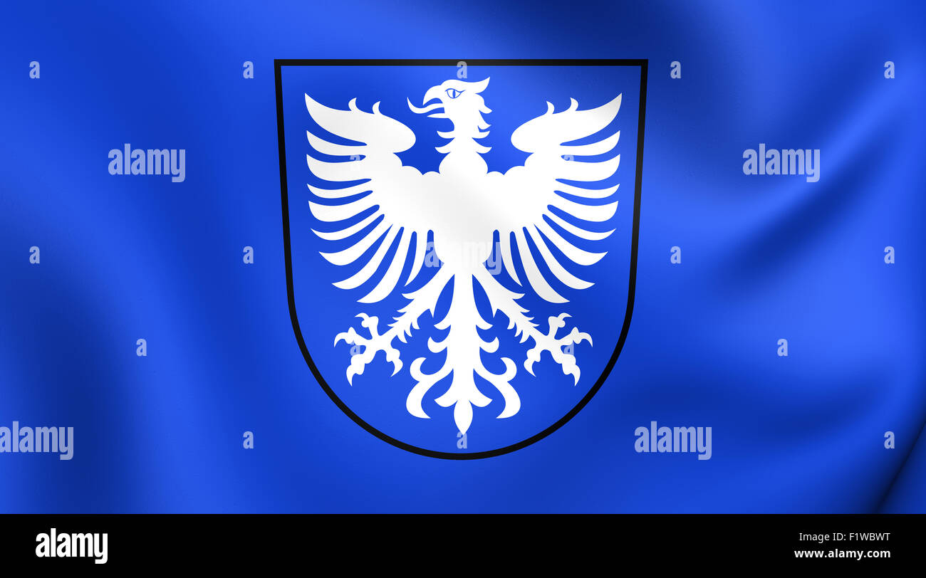 Flagge von Schweinfurt, Deutschland. Hautnah. Stockfoto
