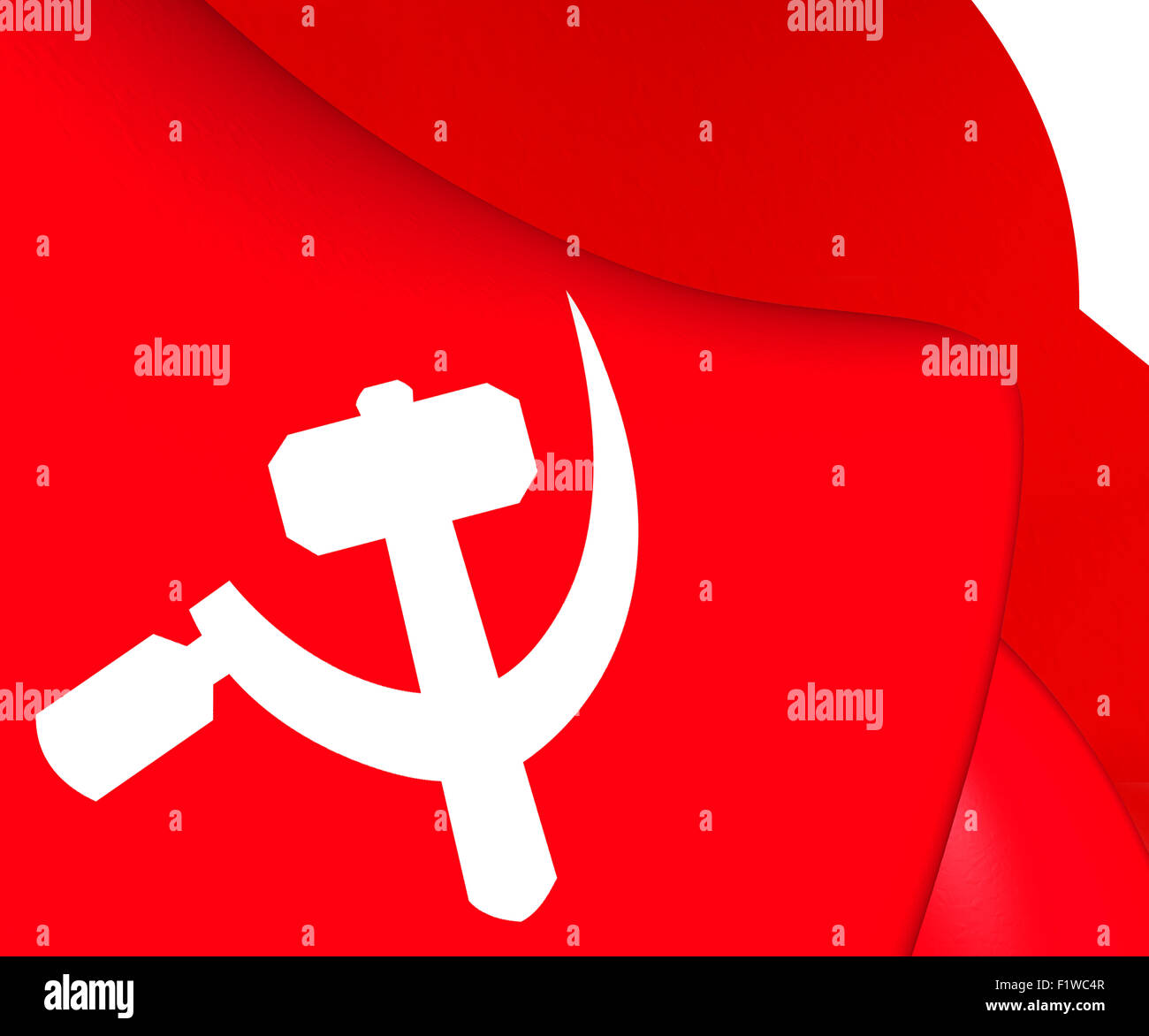 Südasiatische kommunistische Flagge. Hautnah. Stockfoto