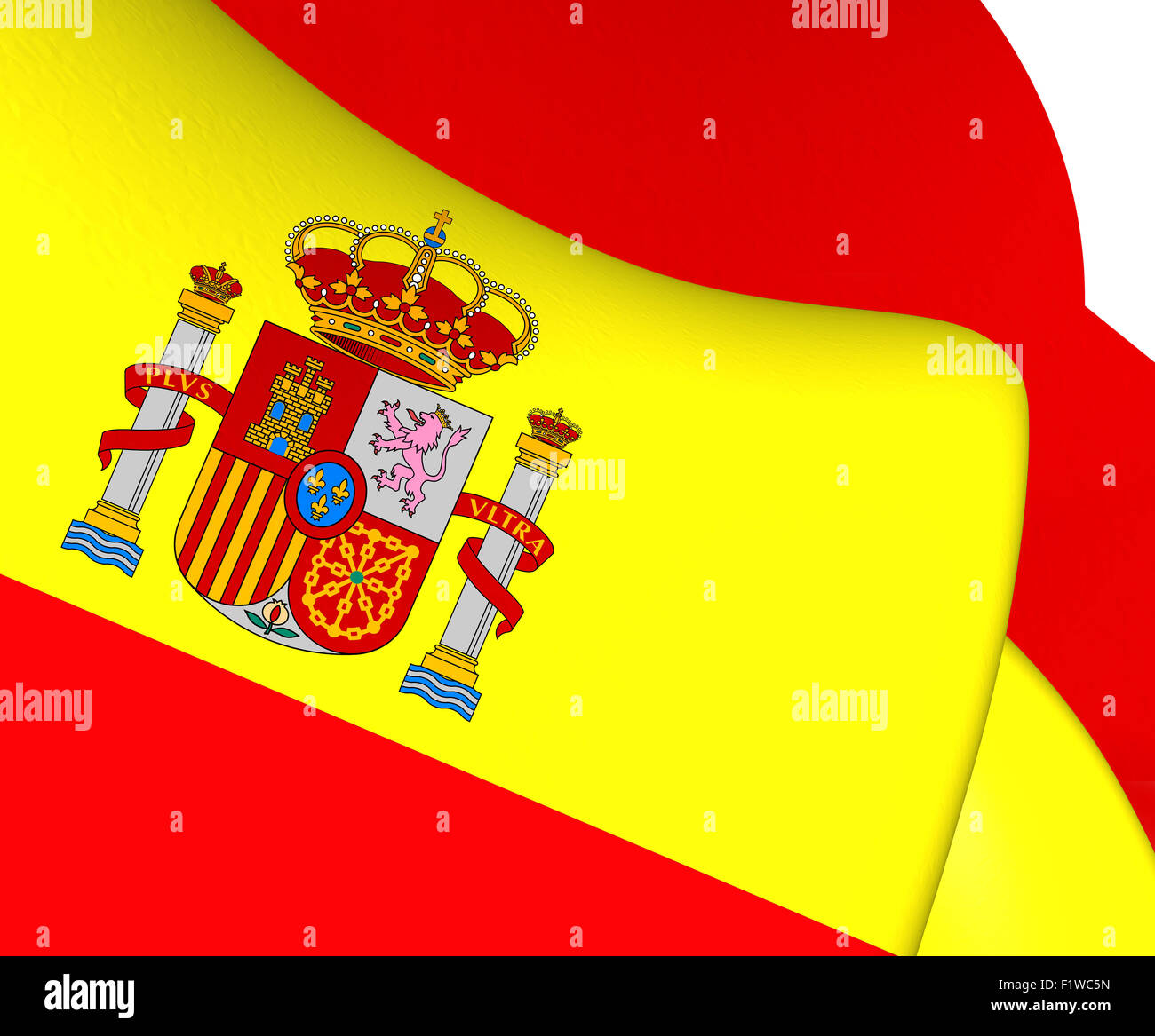 Flagge von Spanien. Hautnah. Stockfoto