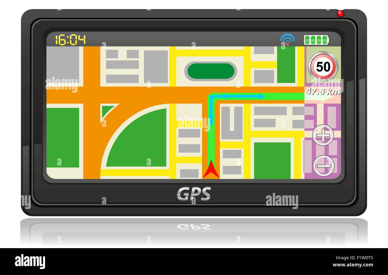 GPS-Navigator-Vektor-Illustration isoliert auf weißem Hintergrund Stock Vektor