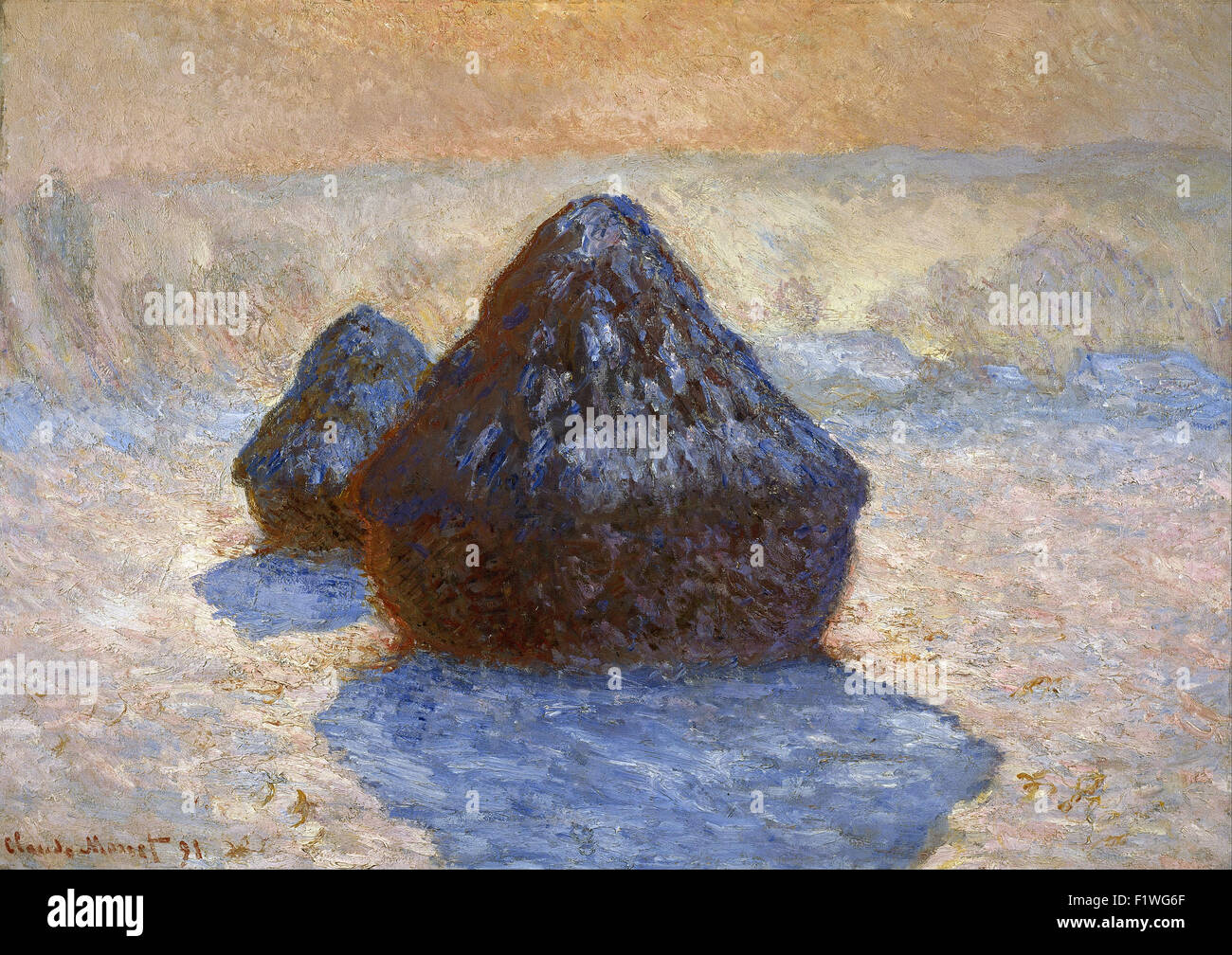 Claude Monet - Heuhaufen Schnee Effekt Stockfoto