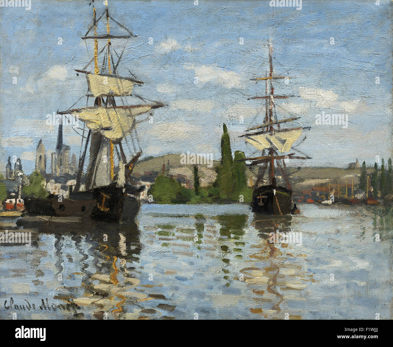 Claude Monet - Schiffe fahren auf der Seine bei Rouen Stockfoto