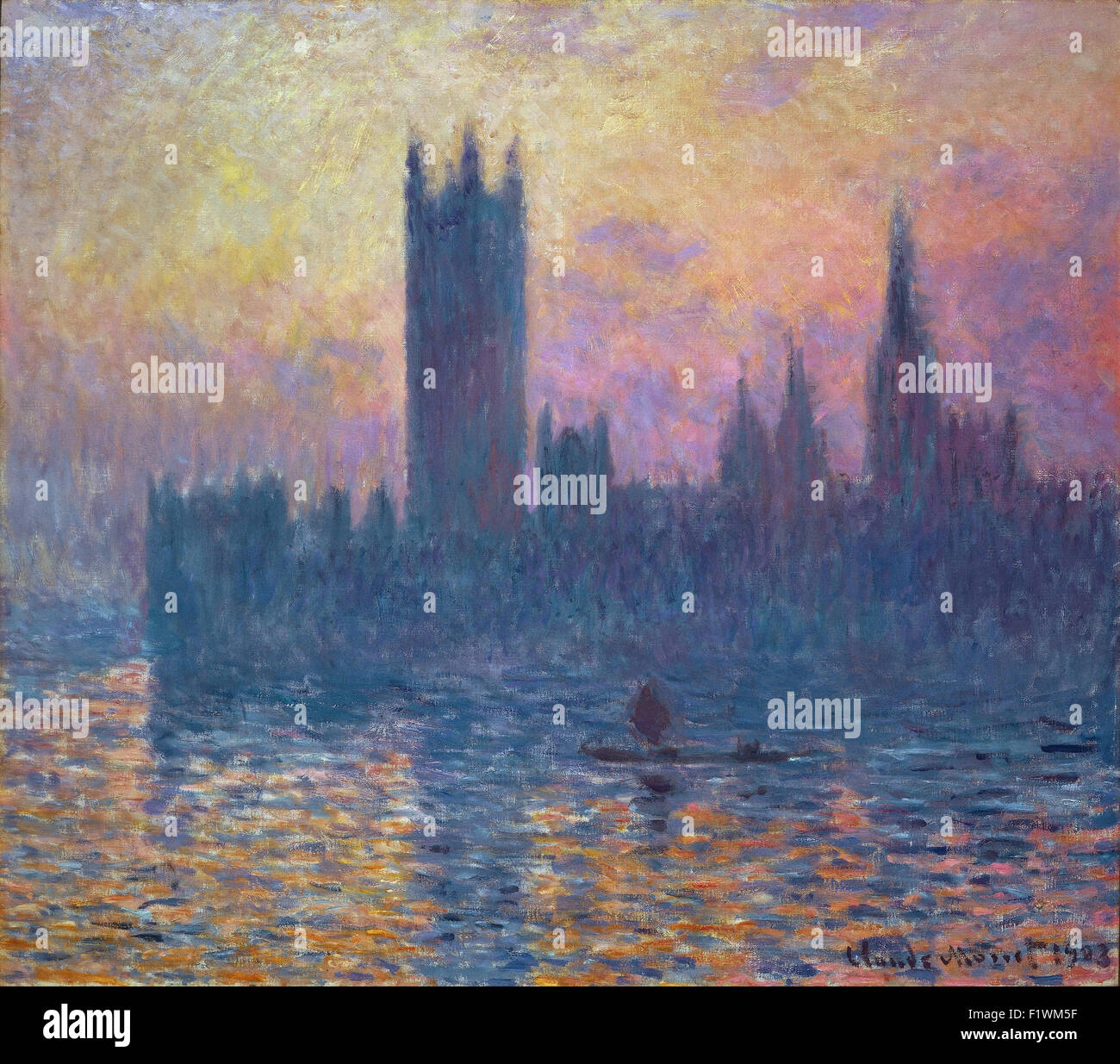 Claude Monet - den Houses of Parliament, Sonnenuntergang Stockfoto