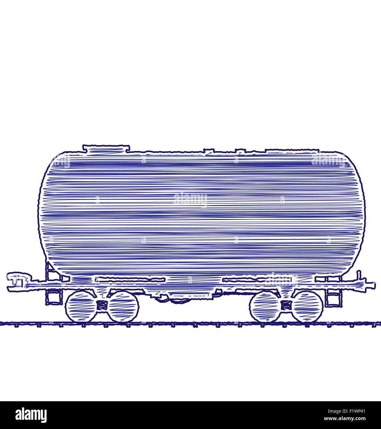 Abbildung Erdöl Zisterne Waggon Eisenbahn Güterzug, han Stock Vektor