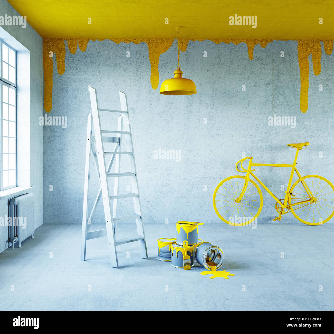 innen weiß mit lackierten ceiling.3d Konzept Stockfoto