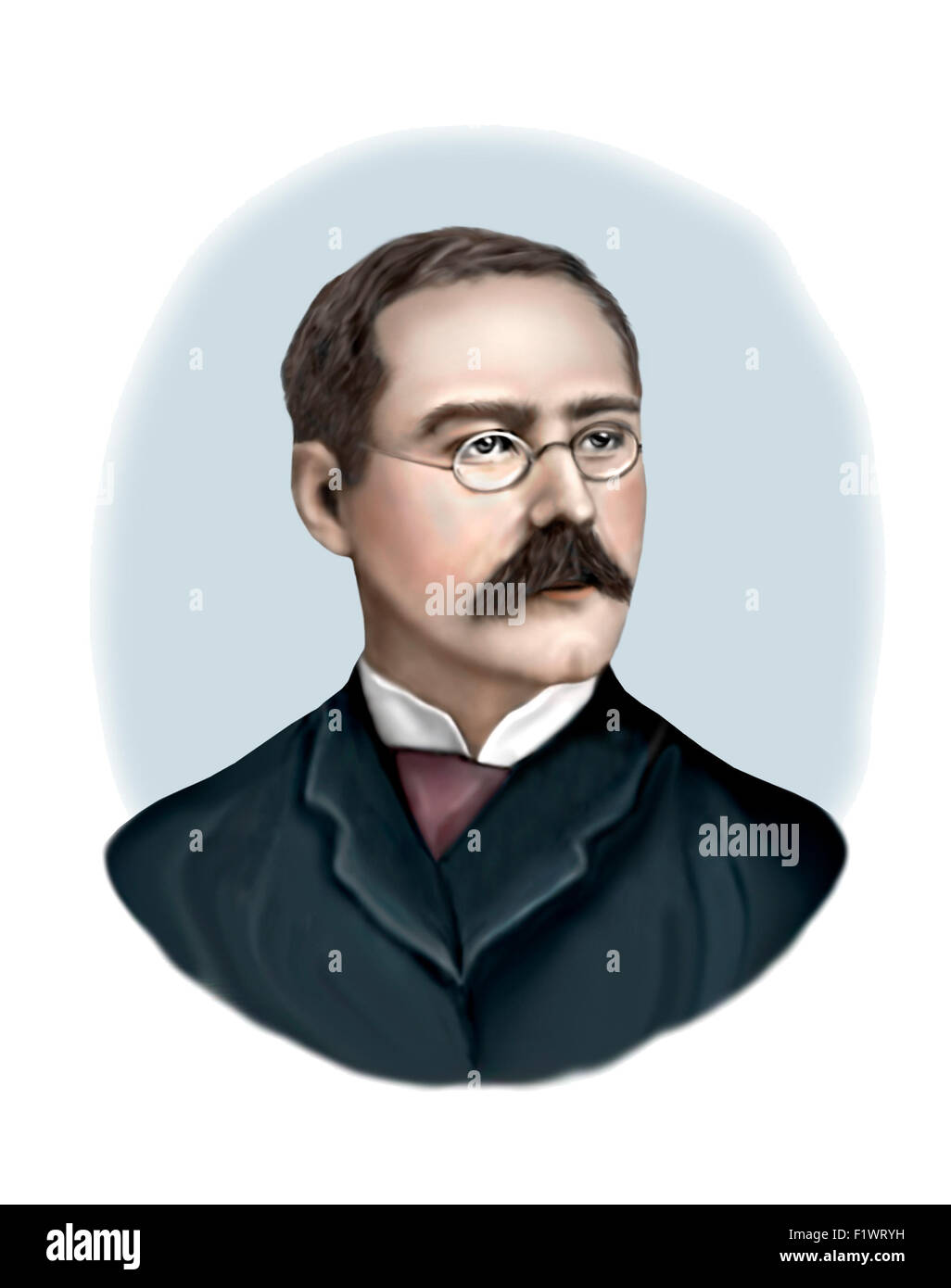Rudyard Kipling Porträt moderner Illustration Stockfoto