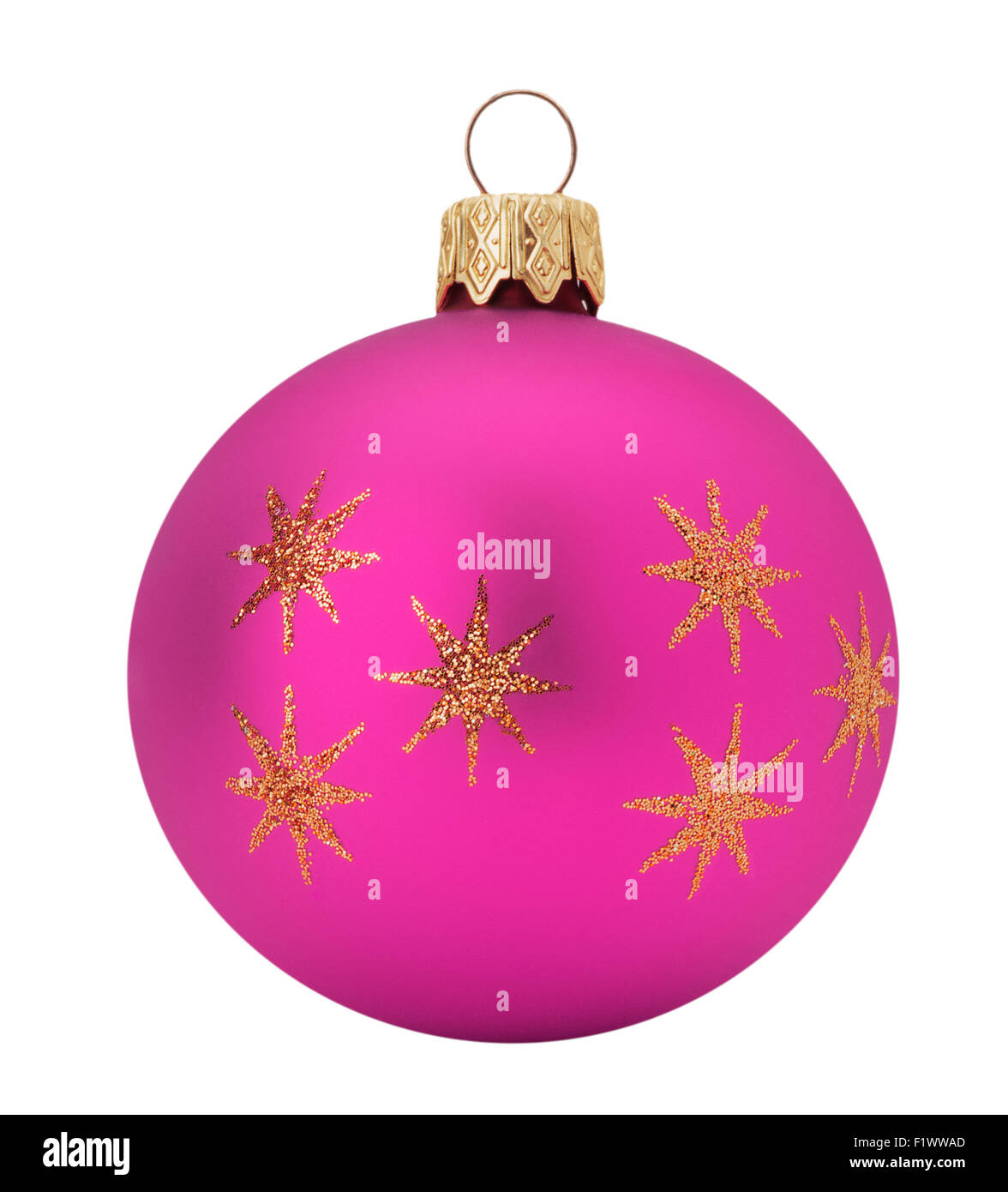 Pink Christmas Ball auf dem weißen Hintergrund isoliert. Stockfoto