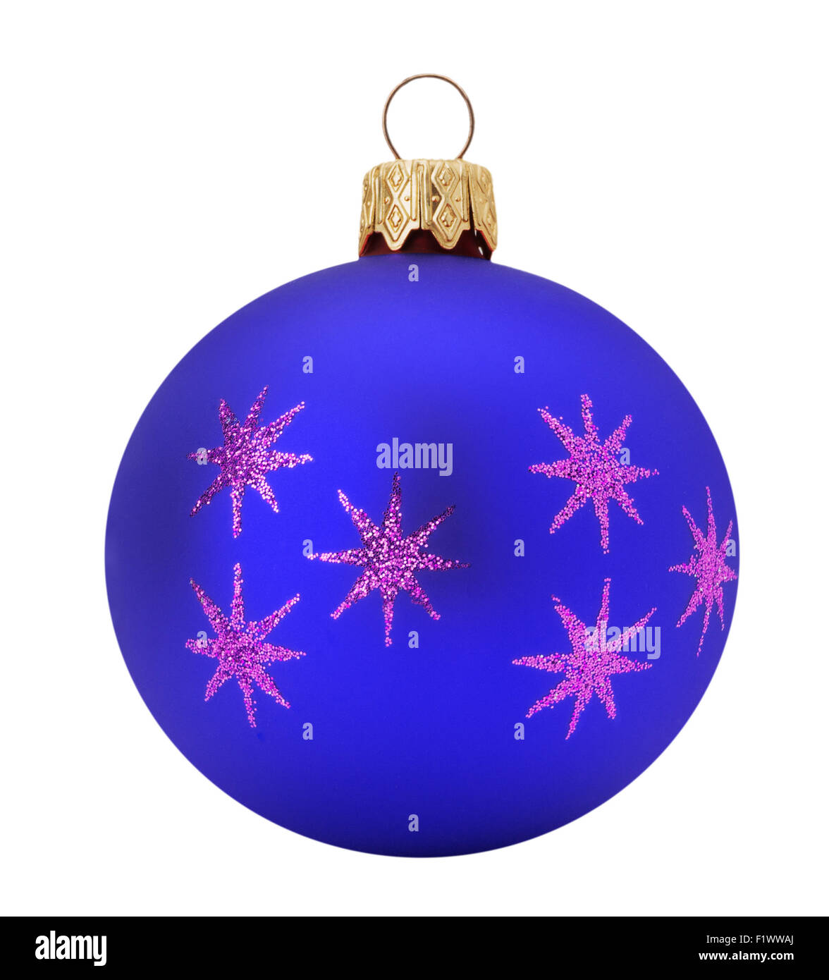 Blue Christmas Ball auf dem weißen Hintergrund isoliert. Stockfoto