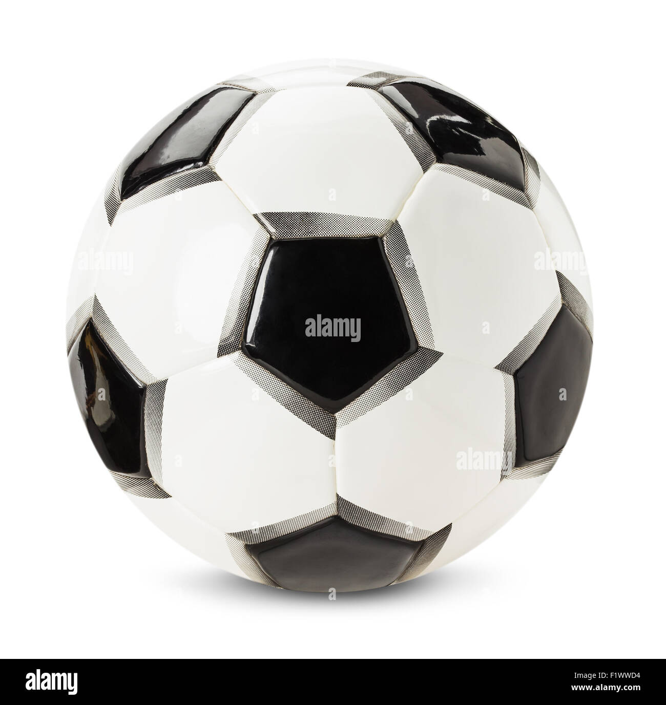 Fußball-Ball auf dem weißen Hintergrund isoliert. Stockfoto