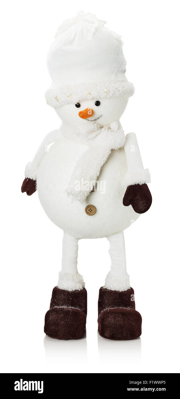 Weiße Schneemann Spielzeug auf dem weißen Hintergrund isoliert. Stockfoto