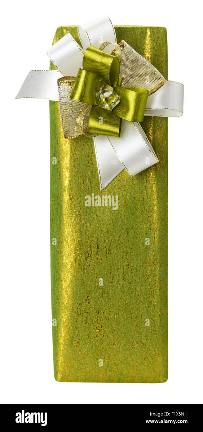 grünes Geschenk-Box auf dem weißen Hintergrund isoliert. Stockfoto