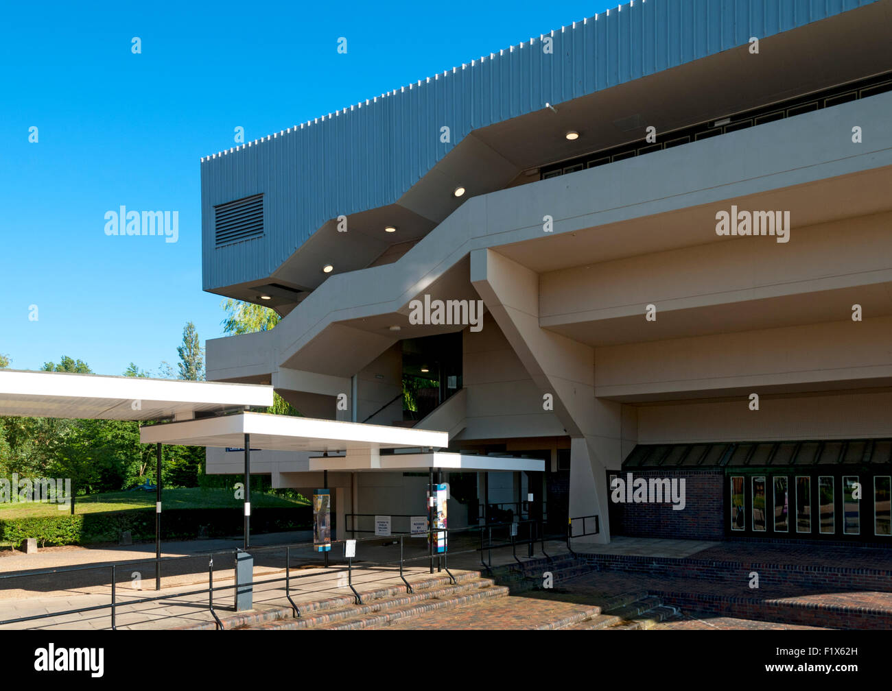 Der Central Hall Gebäude, University of York Heslington Campus, Stadt York, Yorkshire, England, UK.  Gebauten 1968. Stockfoto