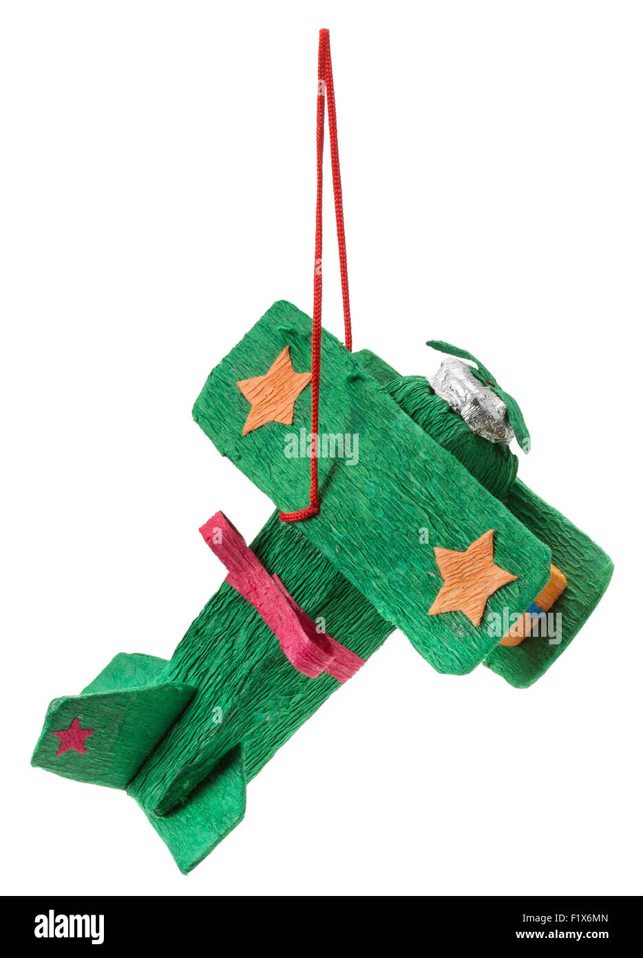 Das Papiermodell des Flugzeugs auf dem weißen Hintergrund isoliert. Stockfoto