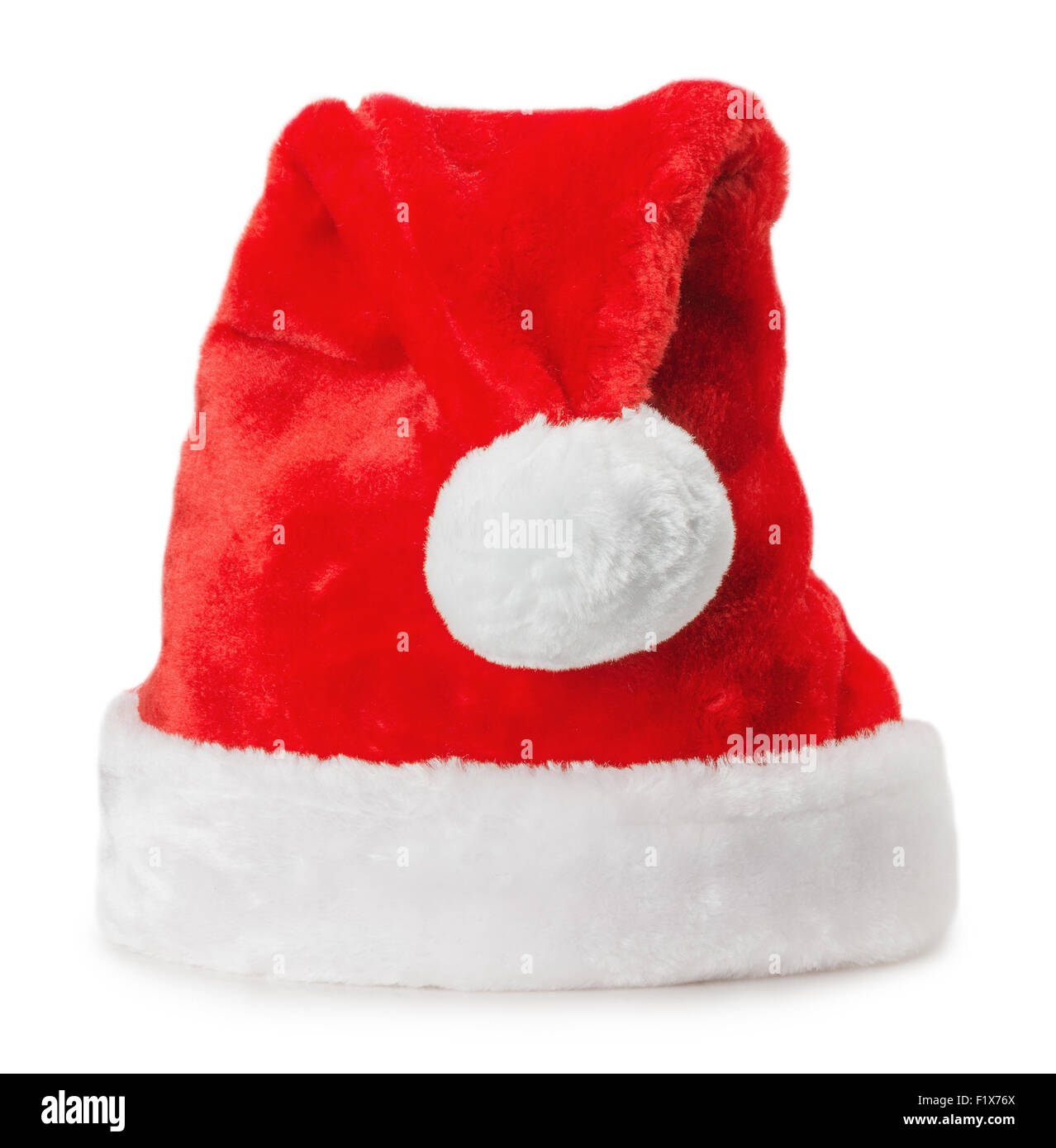 Weihnachtsmann-Mütze auf dem weißen Hintergrund isoliert. Stockfoto