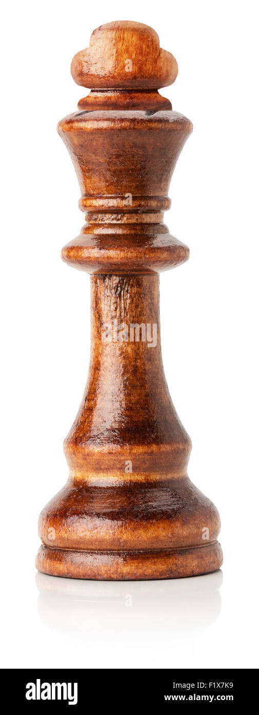 Schwarzes Holz Schachkönig auf dem weißen Hintergrund. Stockfoto