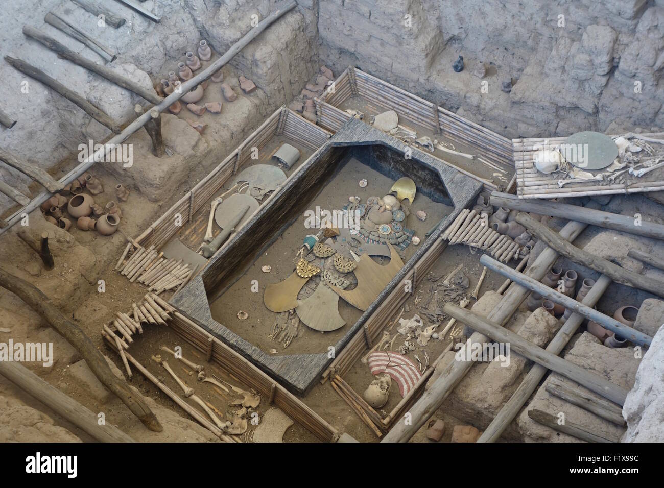 Huaca Rajada, die Königsgräber des Herrn von Sipan. Chiclayo, Peru. Stockfoto