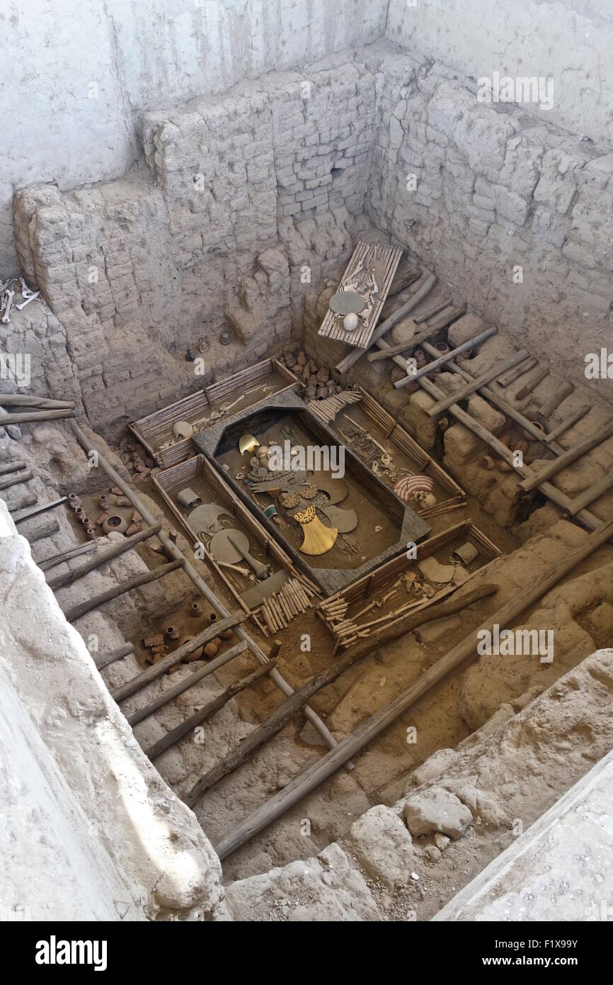 Huaca Rajada, die Königsgräber des Herrn von Sipan. Chiclayo, Peru. Stockfoto