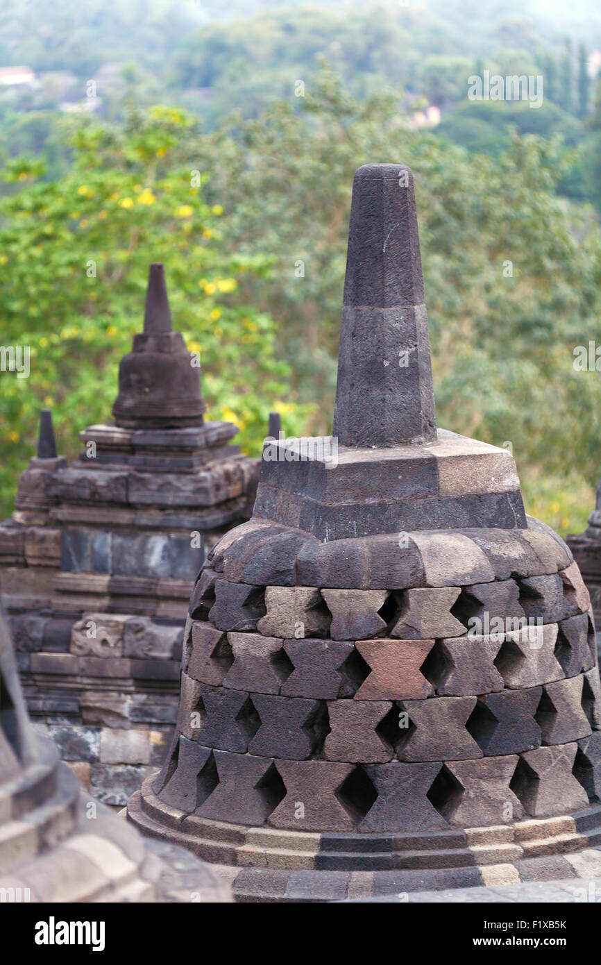 Borobudur buddhistischen Tempel mit Stone Carving, Magelang, Java, Indonesien Stockfoto