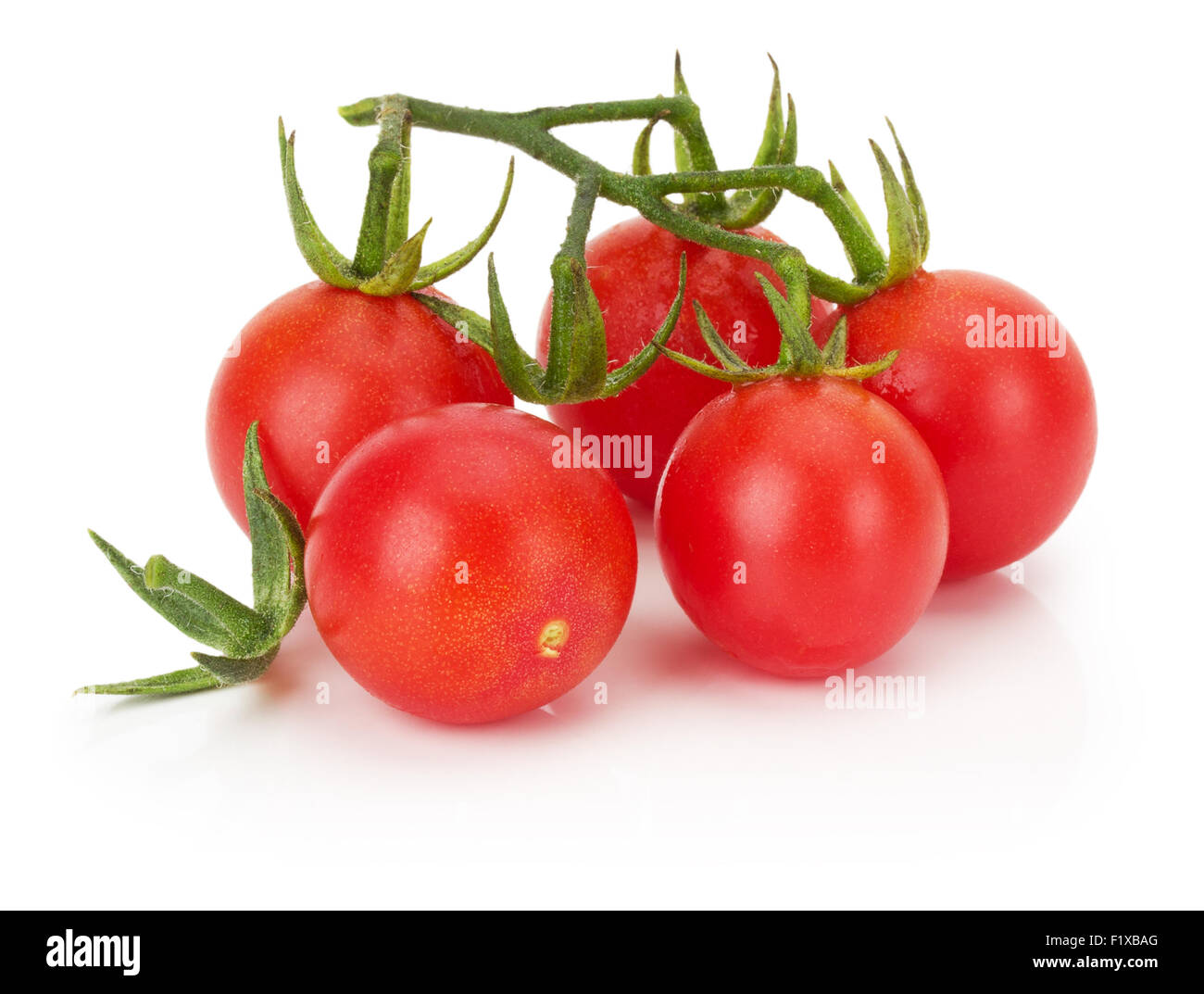reife Tomaten auf dem weißen Hintergrund isoliert. Stockfoto