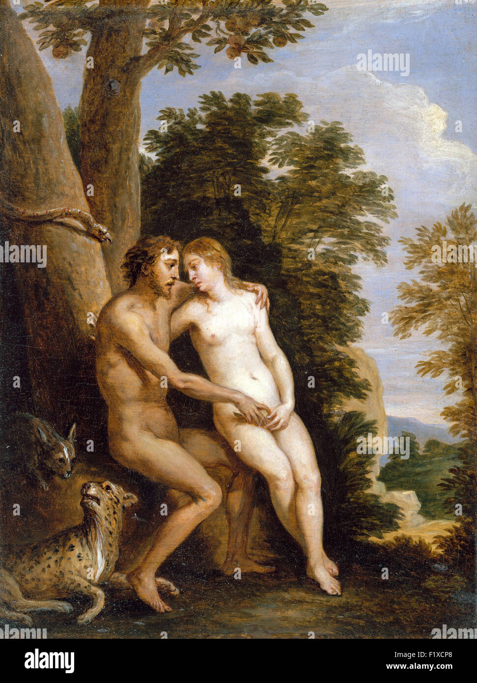 David Teniers der jüngere - Adam und Eva im Paradies Stockfoto