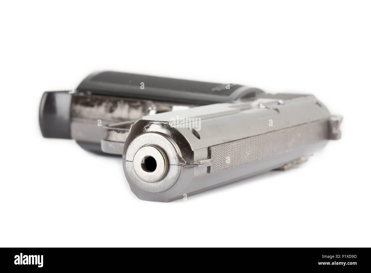 Pistole auf weißem Hintergrund. Stockfoto