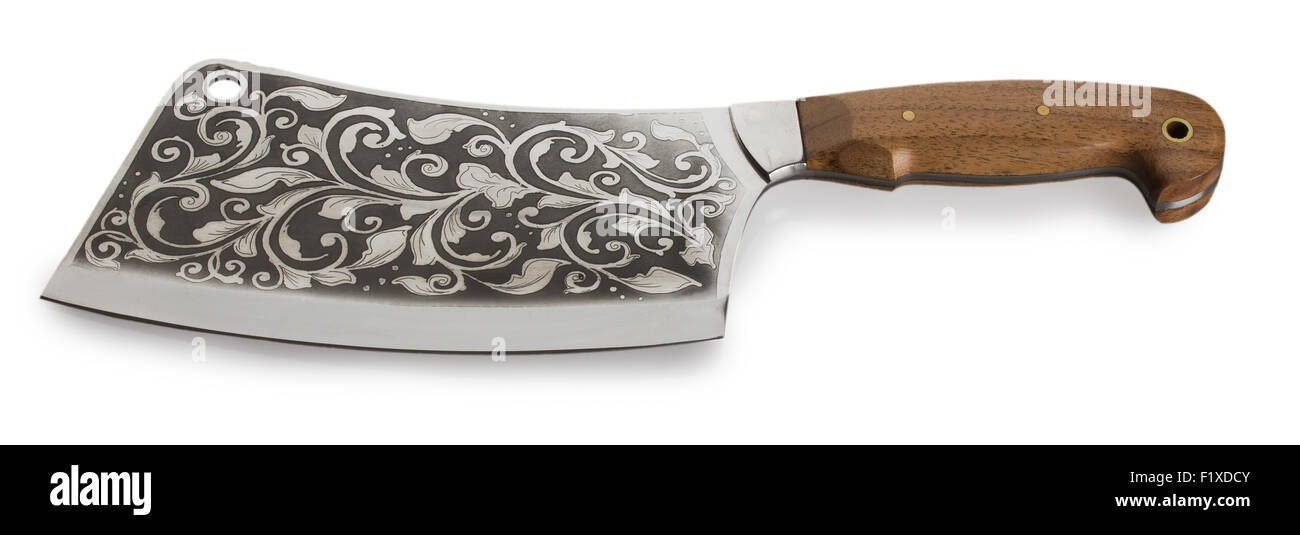 Küchenmesser auf weißem Hintergrund Stockfoto
