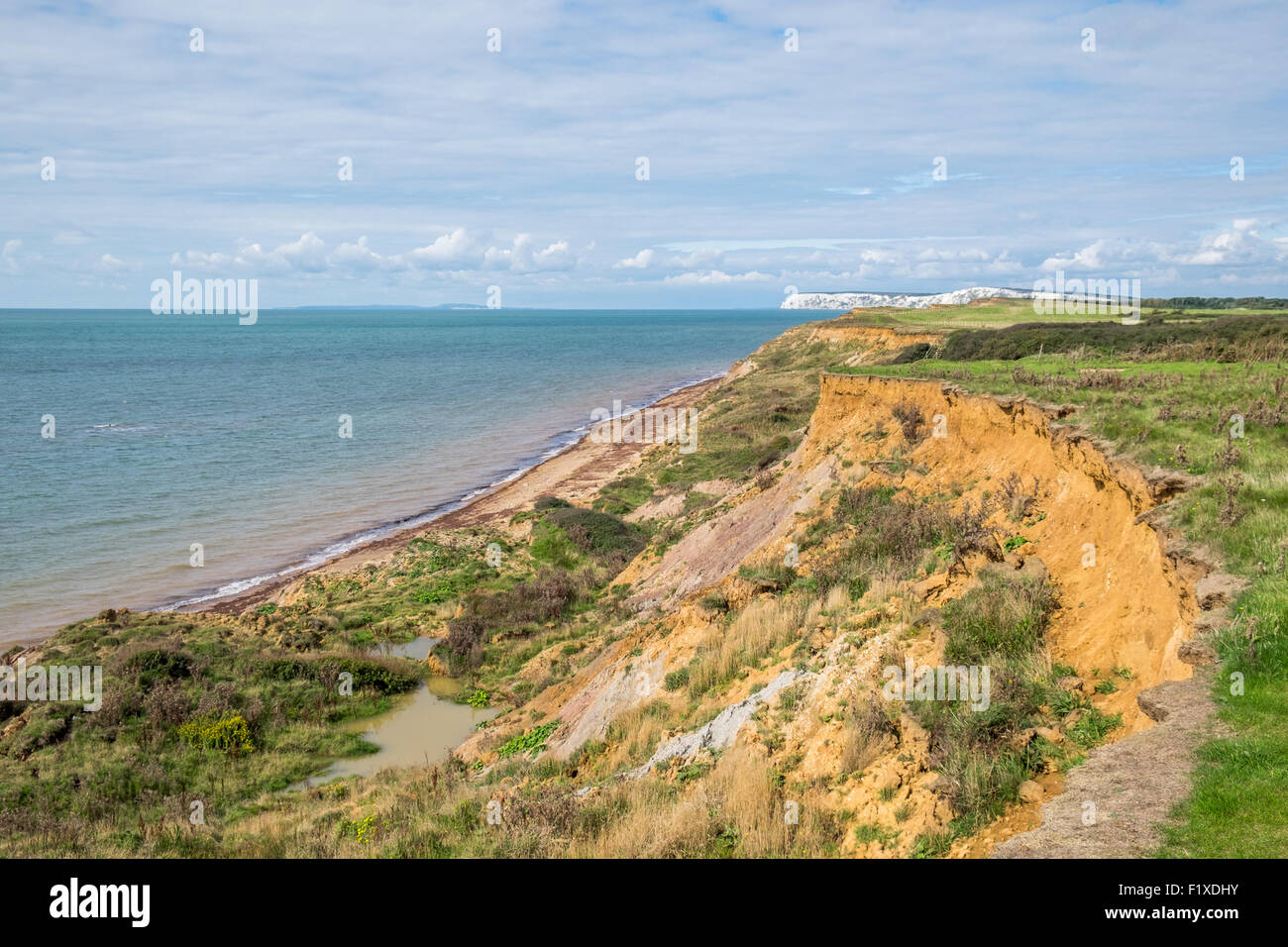 Klippe stürzen und Coastal Erosion auf der Isle Of Wight. Stockfoto