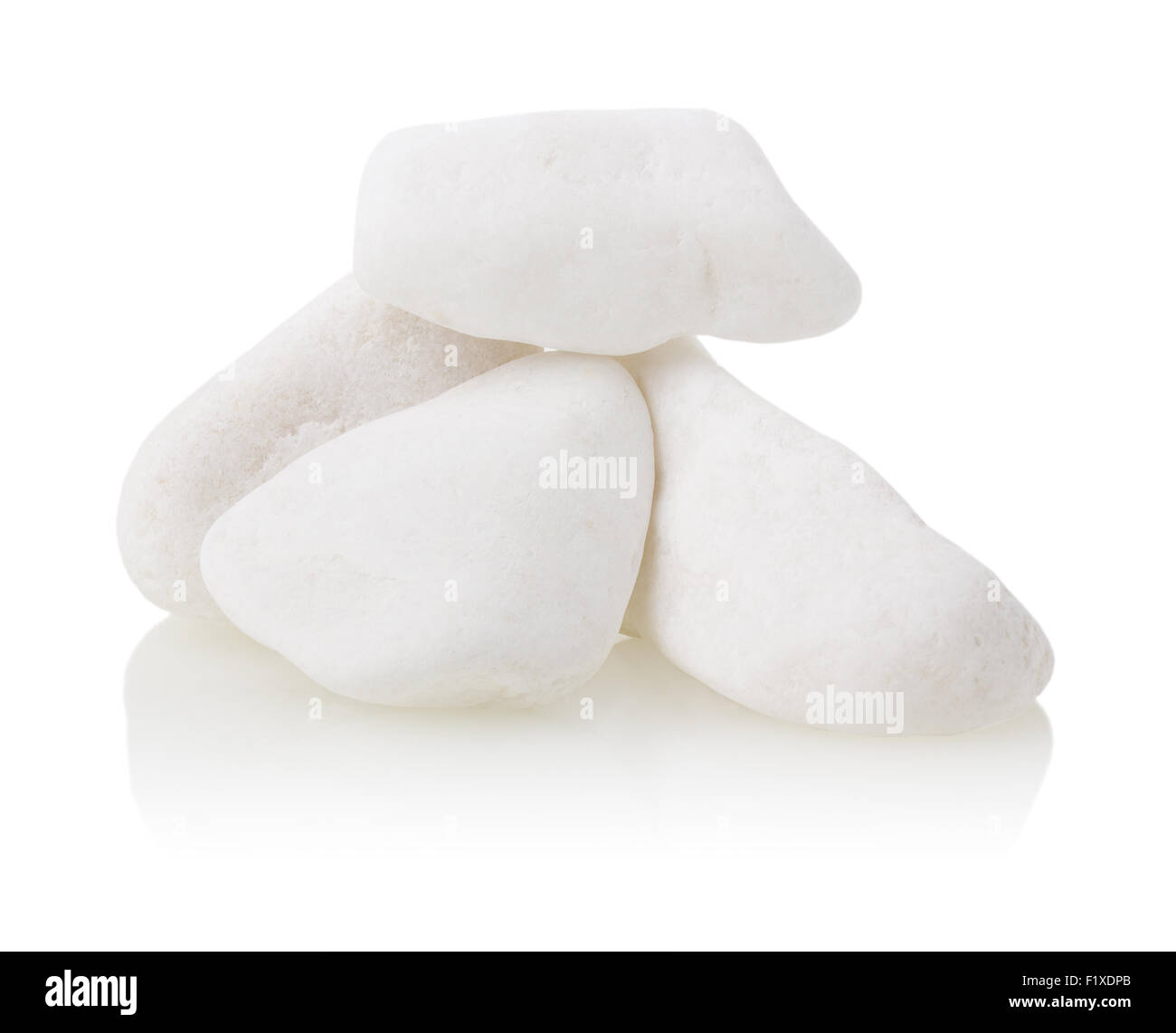 weißen Steinen auf einem weißen Hintergrund. Stockfoto