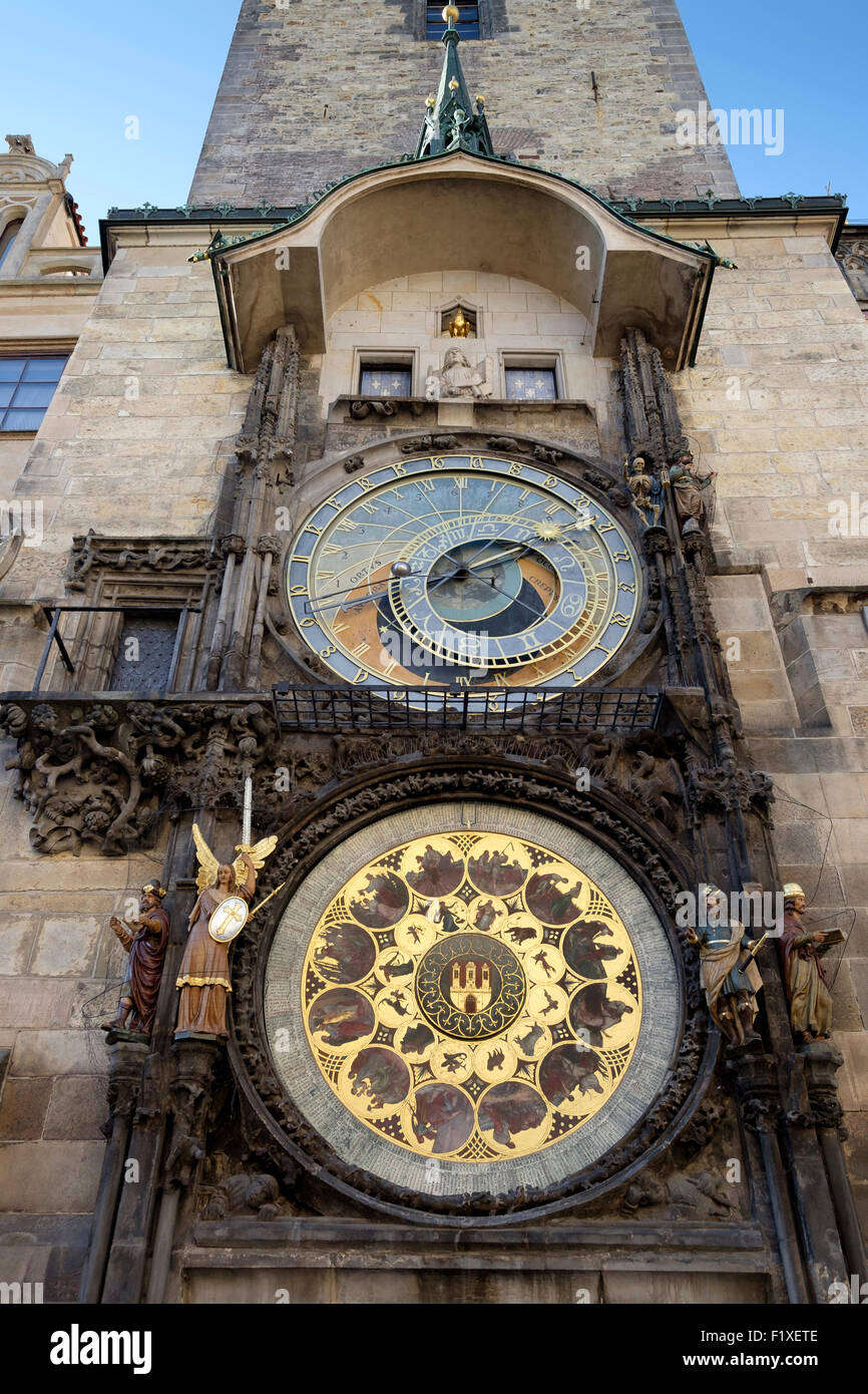 Astronomische Uhr in Prag, Tschechische Republik, Europa Stockfoto