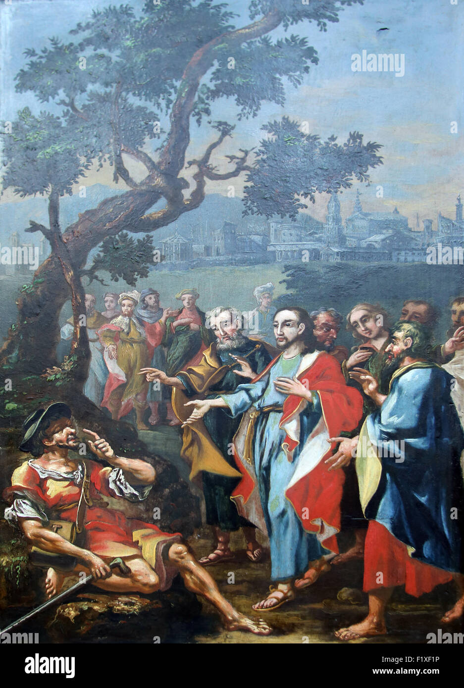 Wunder Jesu, die Heilung des blinden, Kirche der Unbefleckten Empfängnis der Jungfrau Maria in Lepoglava, Kroatien Stockfoto