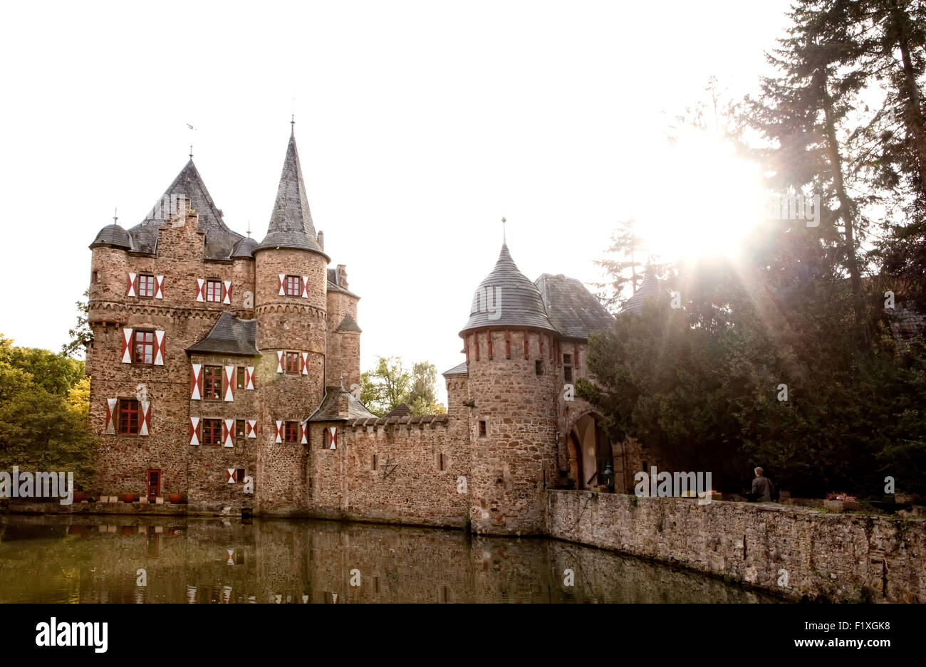 Burg Satzvey, sogar eine mittelalterliche Burg, Mechernich, Nordrhein-Westfalen, Deutschland, Europa, Die Burg Satzvey, Eine mittelalterl Stockfoto