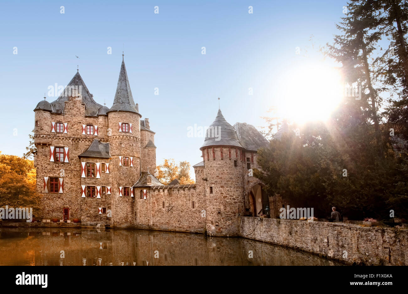 Burg Satzvey, sogar eine mittelalterliche Burg, Mechernich, Nordrhein-Westfalen, Deutschland, Europa, Stockfoto