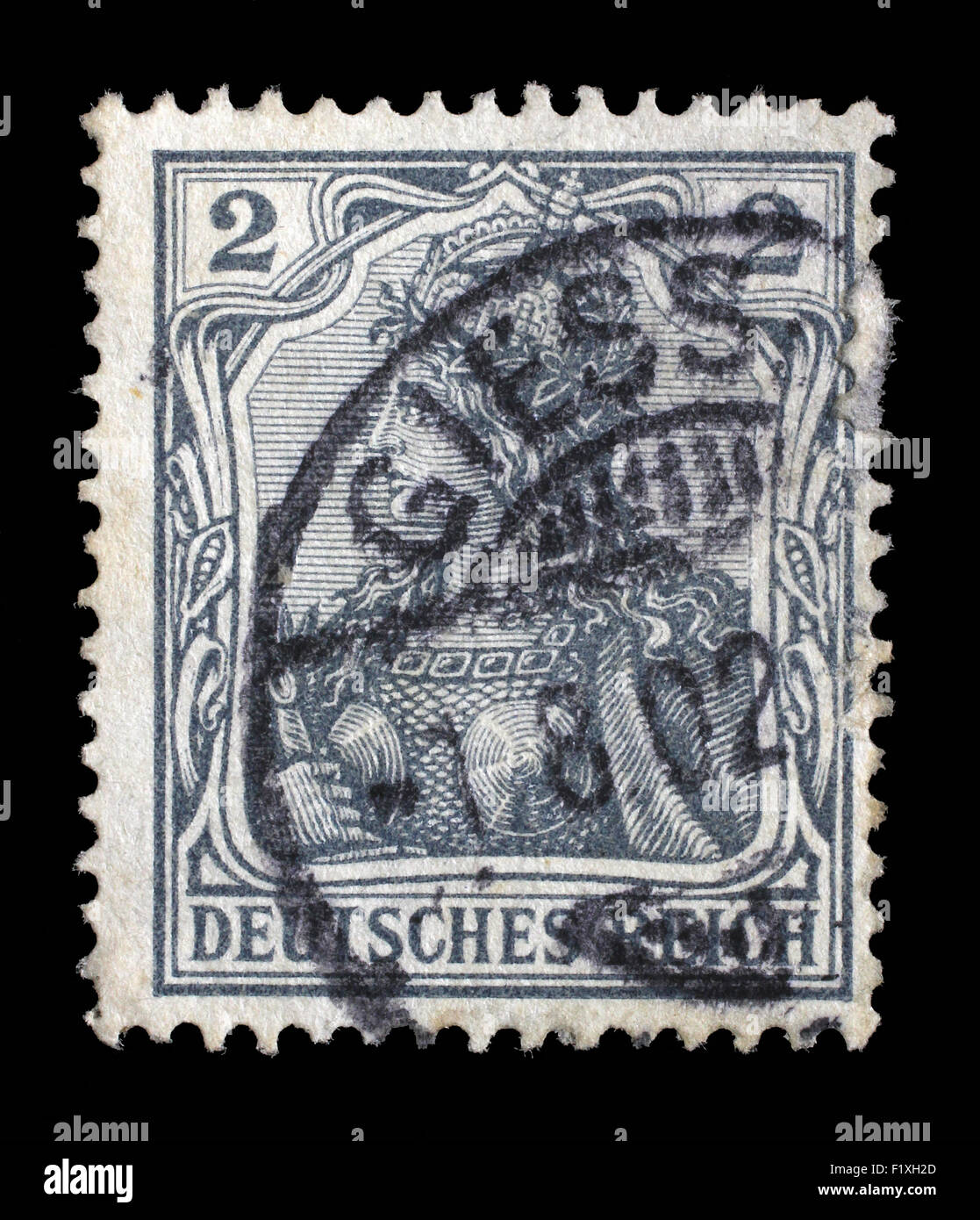 Gedruckt in Deutschland Stempels zeigt Germania (Allegorie, Personifikation von Deutschland), ohne Inschrift, um 1900 Stockfoto