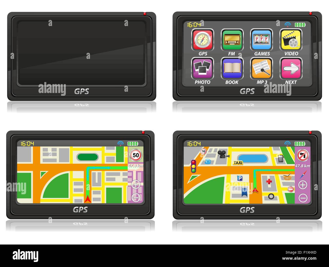 GPS-Navigator-Vektor-Illustration isoliert auf weißem Hintergrund Stock Vektor