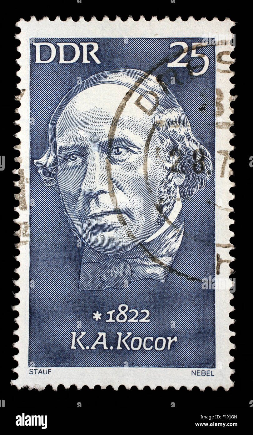 Briefmarke gedruckt in DDR-Shows Korla Awgust Kocor (1822 – 1904), Komponist, ca. 1972 Stockfoto