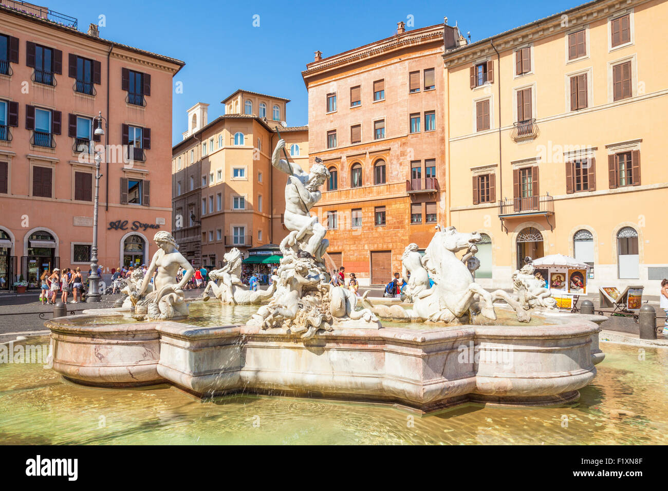 Fontana del Nettuno oder Brunnen von Neptun Piazza Navona-Rom Italien Roma Lazio Italien EU-Europa Stockfoto
