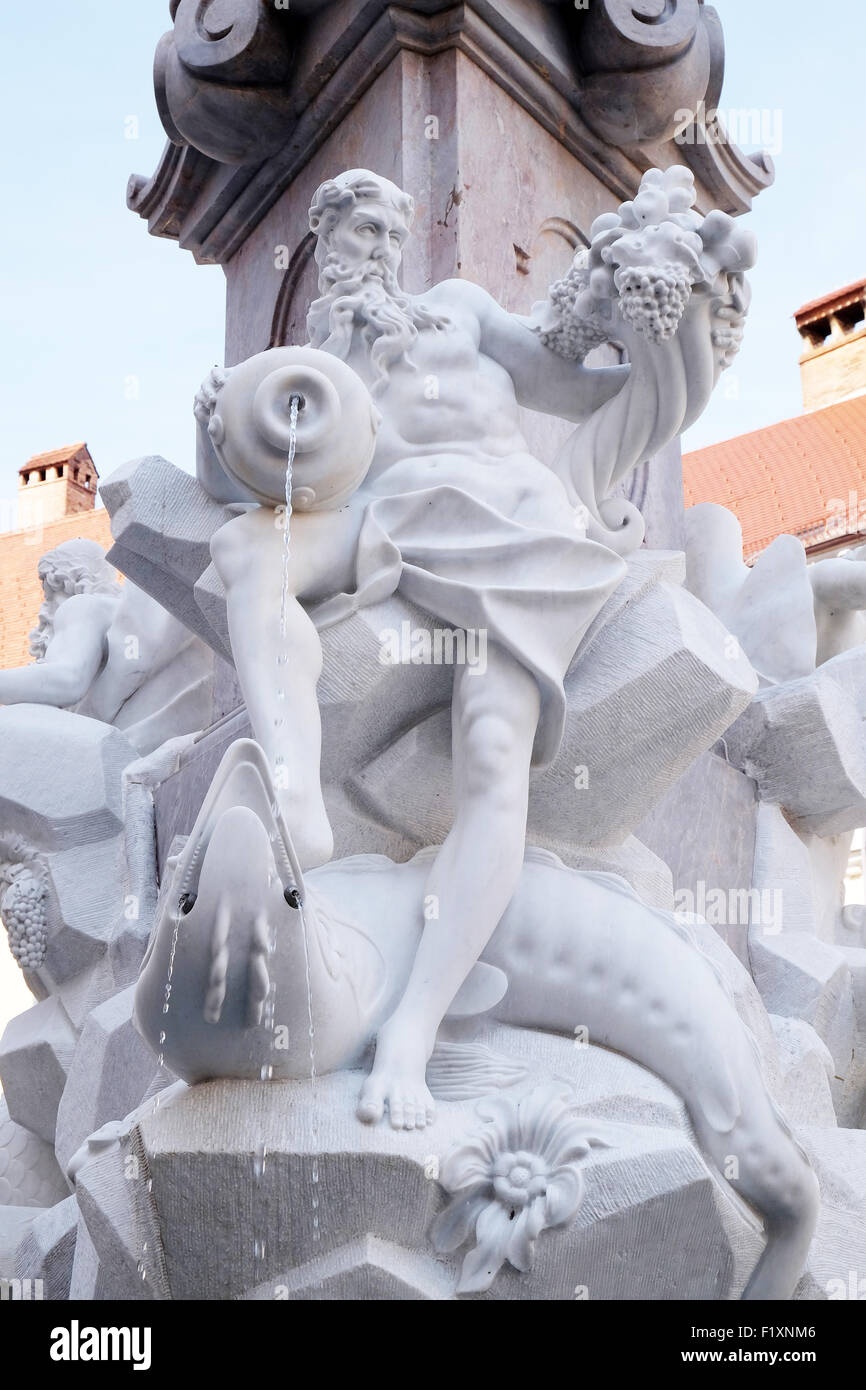 Brunnen der drei Flüsse Krain, Vertreter der Ljubljanica, Save und Krka in Ljubljana, Slowenien Stockfoto