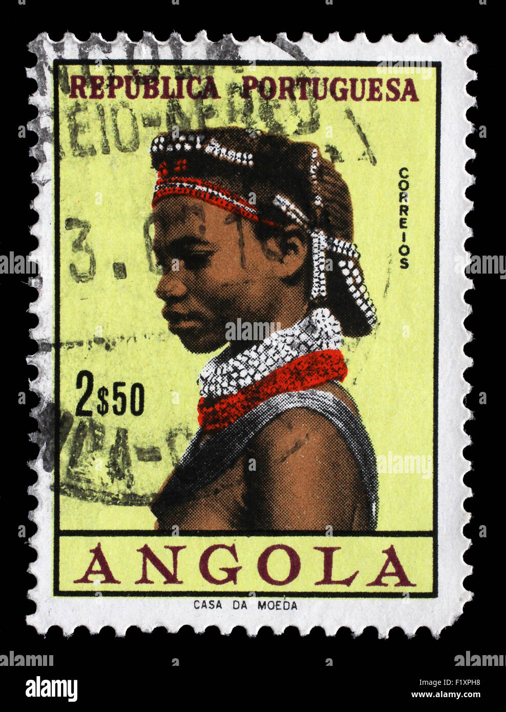 Stempel, gedruckt in der Angola zeigt Eingeborenen, angolanische Frauen ca. 1961. Stockfoto