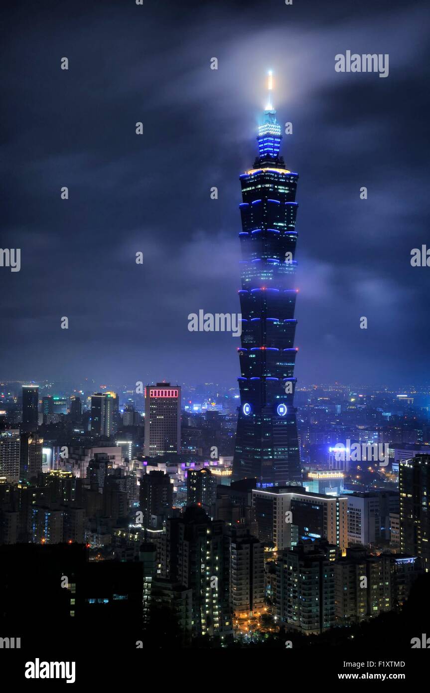 Taiwan, Taipeh, Xinyi District, Taipei 101, 2. höchste Wolkenkratzer mit einer Höhe von 508 Metern Stockfoto