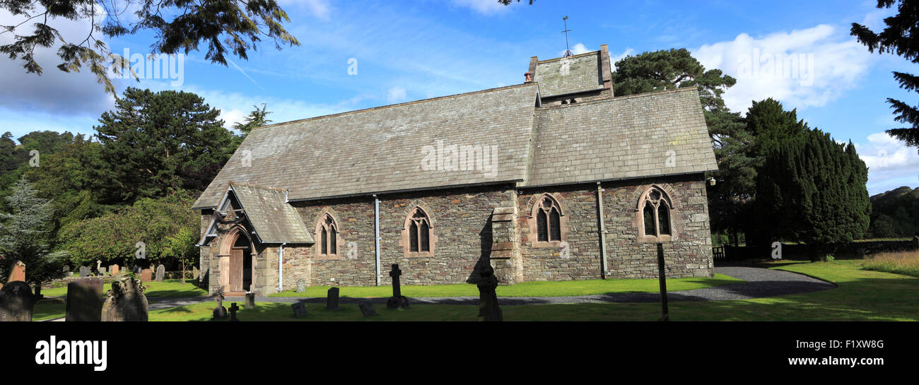 Die alte Pfarrkirche St. Patricks, Patterdale Village, Nationalpark Lake District, Grafschaft Cumbria, England, UK. Stockfoto