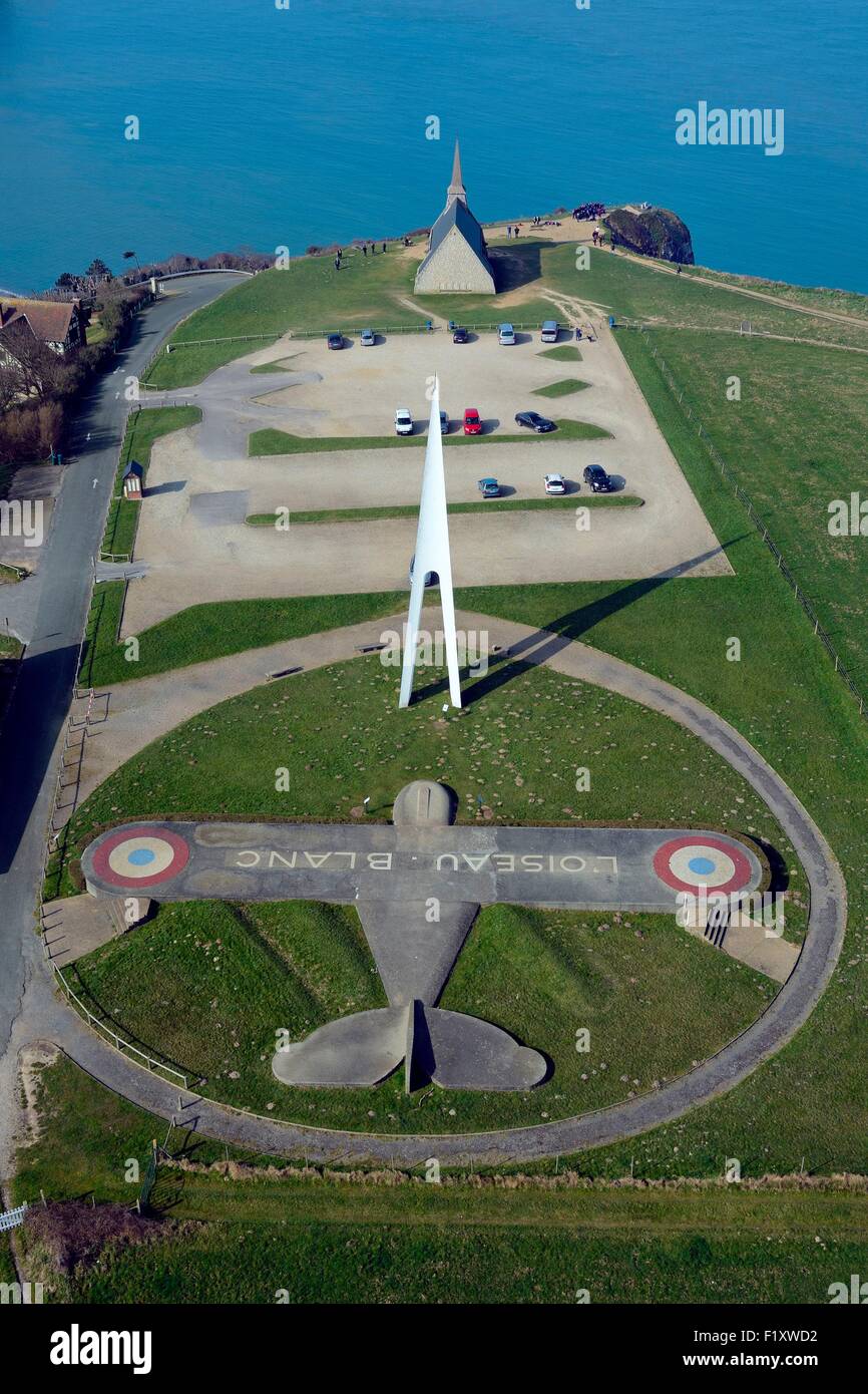Frankreich, Seine Maritime, Etretat, Denkmal zu Ehren von Oiseau Blanc (weiße Vogel) Flugzeuge und Piloten Nungesser und Coli Stockfoto