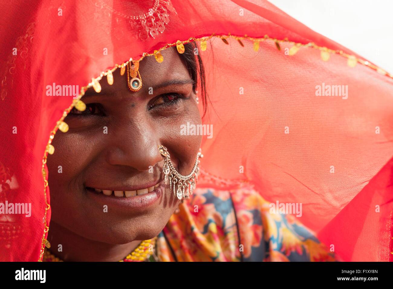 Indien, Rajasthan State, Jaisalmer, Porträt einer indischen Frau Stockfoto