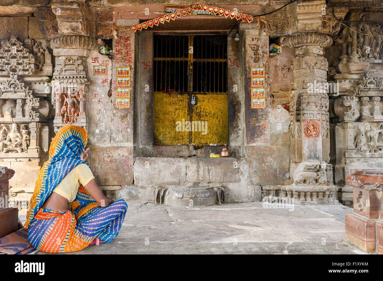 Indien, Rajasthan Zustand, Abhaneri, Chand Baori Tempel Stockfoto