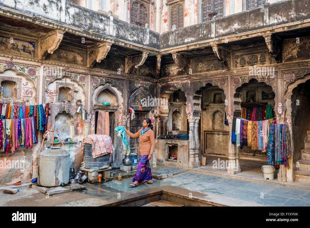 Indien, Rajasthan state, Shekhawati Region Mandawa, Gulab Bai haveli Stockfoto