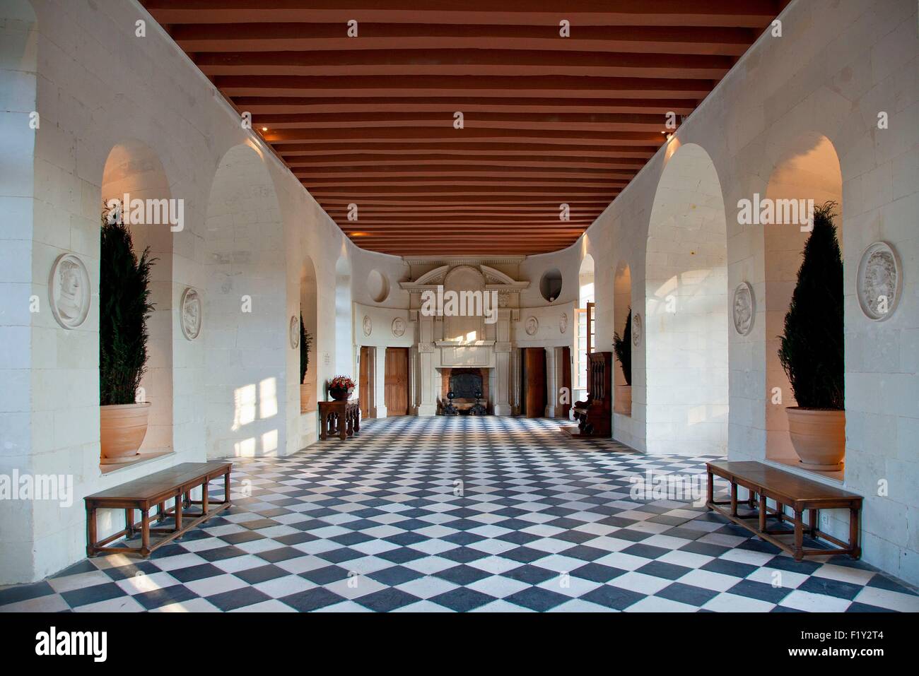 Frankreich, Indre et Loire, Schloss Chenonceau, die Galerie Stockfoto