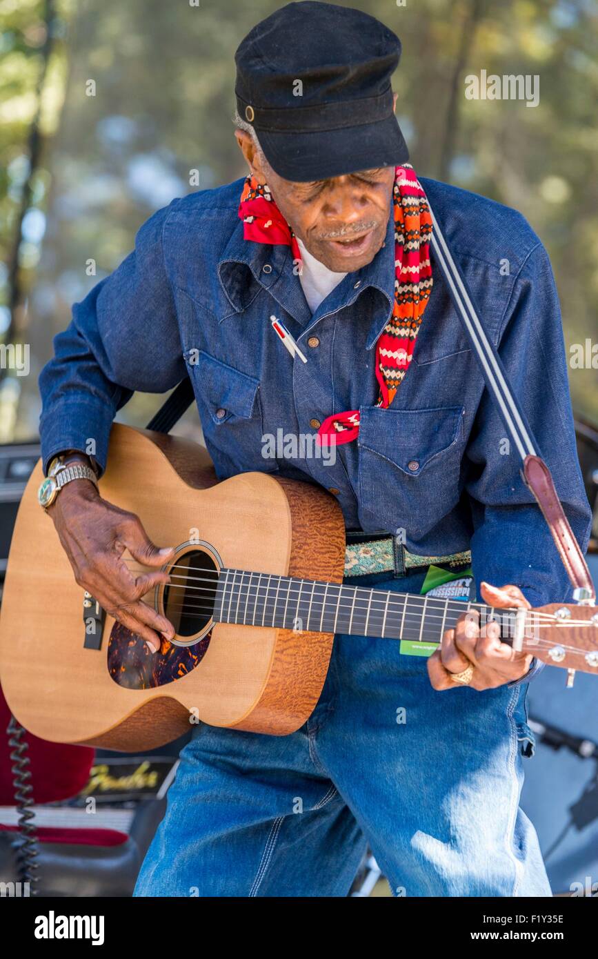 Mächtigen Mississippi Musikfestival, Bluesman L.C. Ulmer, Greenville, Mississippi, Vereinigte Staaten Stockfoto