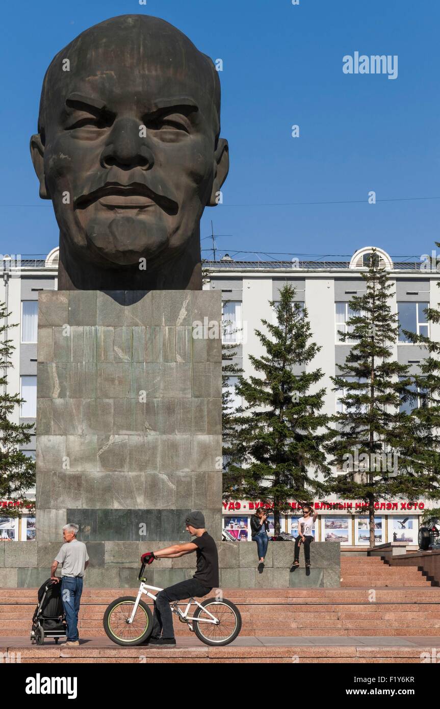 Russland, Sibirien, Republik Burjatien, Ulan-Ude, City Center, sowjetische Square, Lenins Kopf 42 Tonnen, der Welt größte Stockfoto