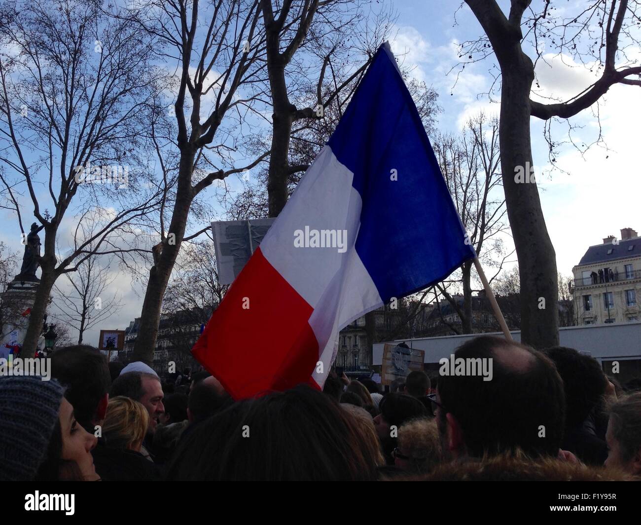 Tricolore Fahne. Je Suis Charlie März in Paris Stockfoto
