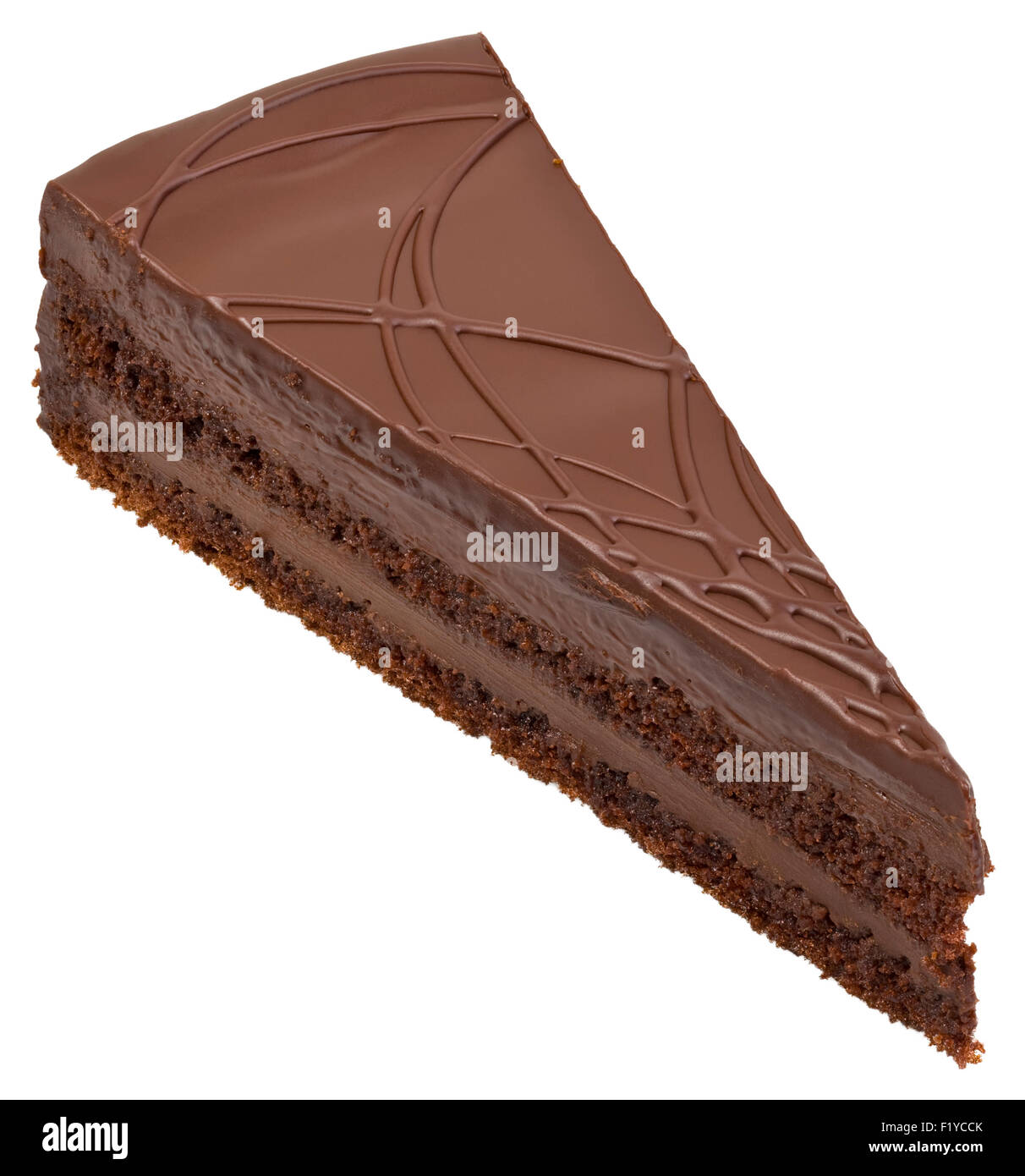 Chocolate Cake Slice Teil Ausschnitt Stockfoto