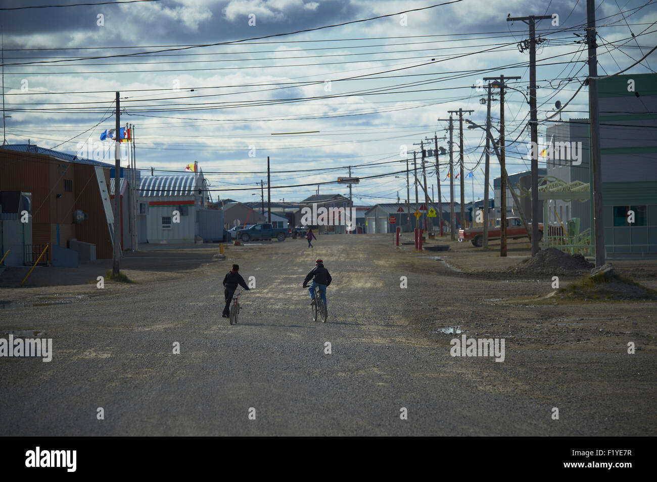 Kanada, Straße, Radfahren, jungen, Nunavut Stockfoto